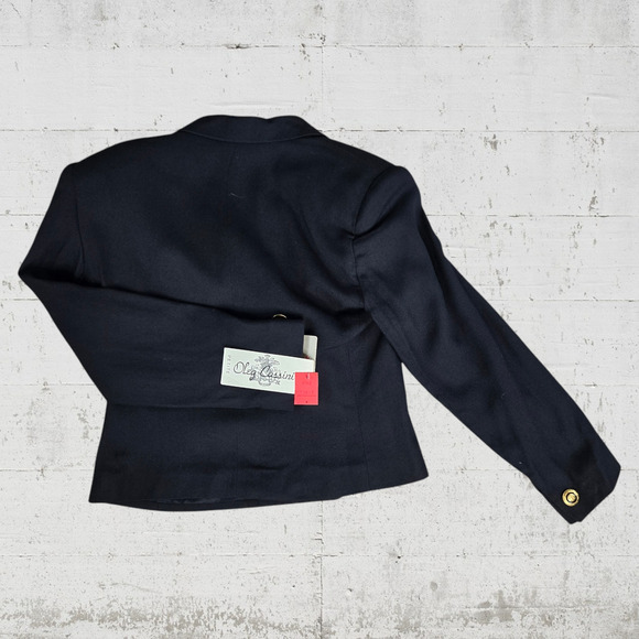 80s Vintage Black Double Breasted Deadstock Oleg Cassini Cropped Blazer Size 8 - Picture 9 of 11